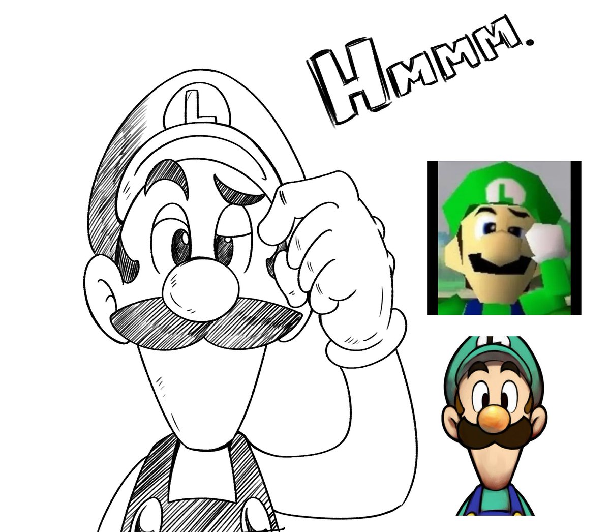 Warming up sketch of my favourite Luigi reaction in mario tennis 64