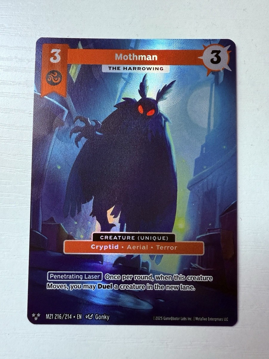 FemboyAirsoft's tweet photo. @LysanderVT_ @UsagiKaede1 Theres a 5 different mothman cards in the base set of the Metazoo 2025 Reboot https://t.co/60t6x6qfUM