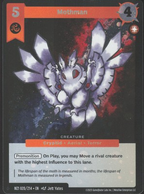 FemboyAirsoft's tweet photo. @LysanderVT_ @UsagiKaede1 Theres a 5 different mothman cards in the base set of the Metazoo 2025 Reboot https://t.co/60t6x6qfUM