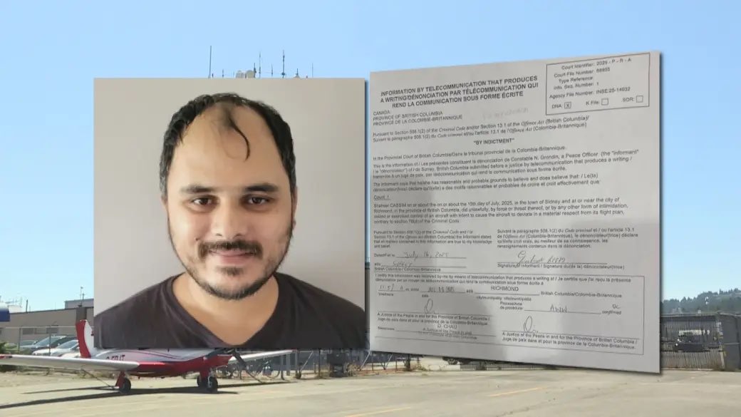 Former commercial pilot Shaheer Cassim accused of hijacking plane and flying over YVR last month appears in court seeking bail