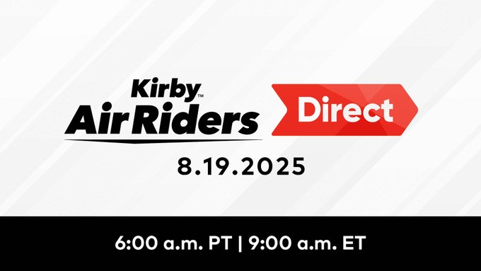 NintendoWLG's tweet photo. Mr Sakurai is hosting it himself, he is a fun guy and it's 45 mins! August 19, 2025, at 6:00 AM PT (PDT) is August 20, 2025, at 1:00 AM NZST. https://t.co/q3eIAqI3Lu