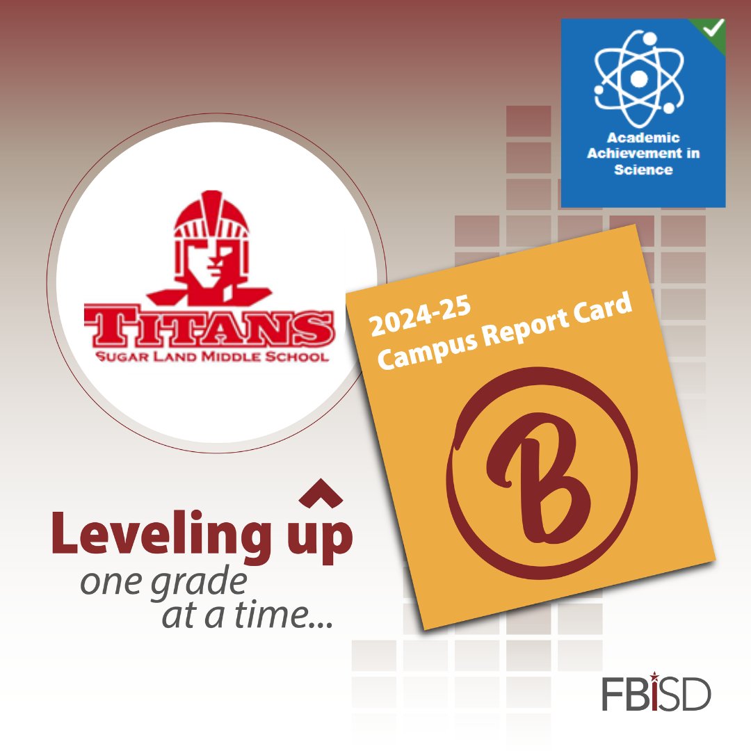 Congratulations to SLMS Students and Staff on earning a 'B' campus rating for the 2024-2025 school year! Also congratulations to the SLMS Science department on earning an Academic Achievement in Science! Dedication and focus from all involved. #weareTITANS