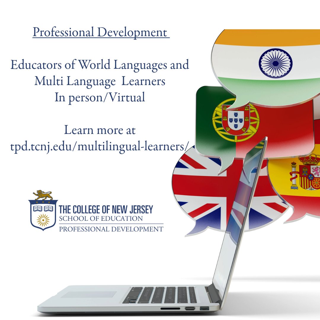 PD for World Languages and Multi Language Educators. Learn more at:
tpd.tcnj.edu/multilingual-l…