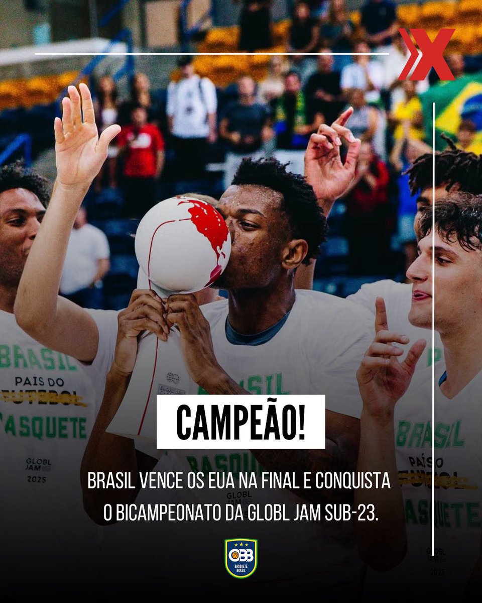 xsportsbrasil's tweet photo. É DO BRASIL! 🇧🇷🏆
A Seleção Sub-23 venceu os EUA na final e garantiu o bicampeonato da Global Jam! 🔥
Acerte na ❌!
#Xsports #Basquete #GlobalJam https://t.co/xpz5yyovAm