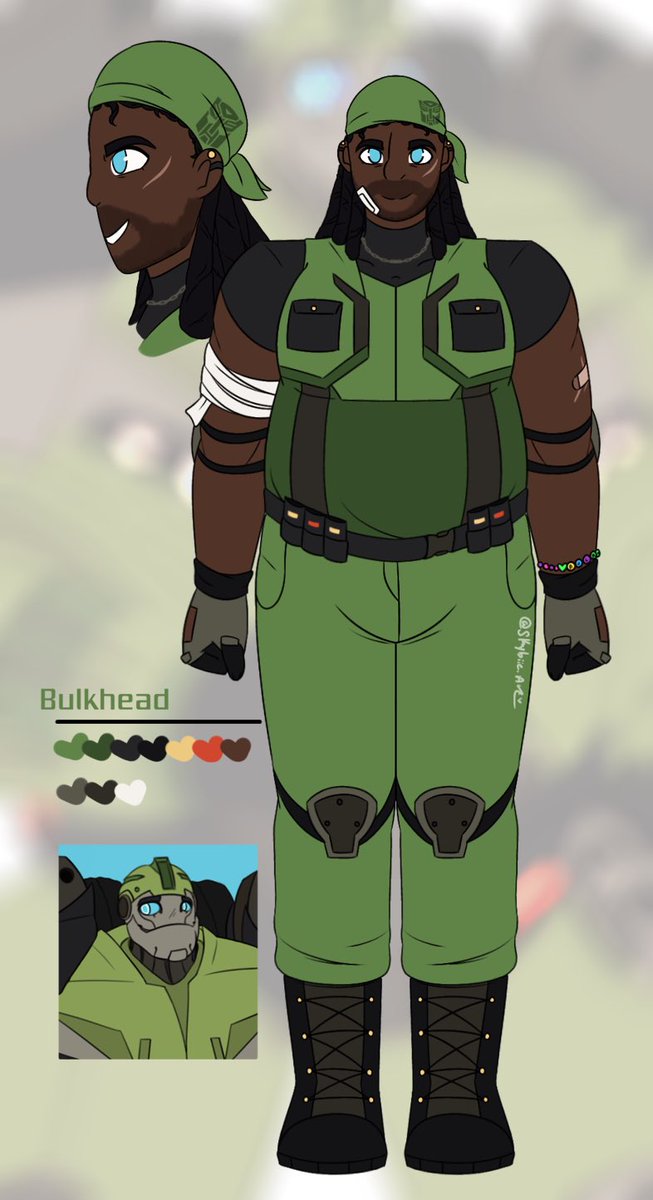 skybiie_art's tweet photo. Humanformers Bulkhead! I’m not super crazy about how he turned out but I gave him a lil bracelet that Miko made for him :]
-
#transformers #audesign #fanart https://t.co/izjLnmxRZl