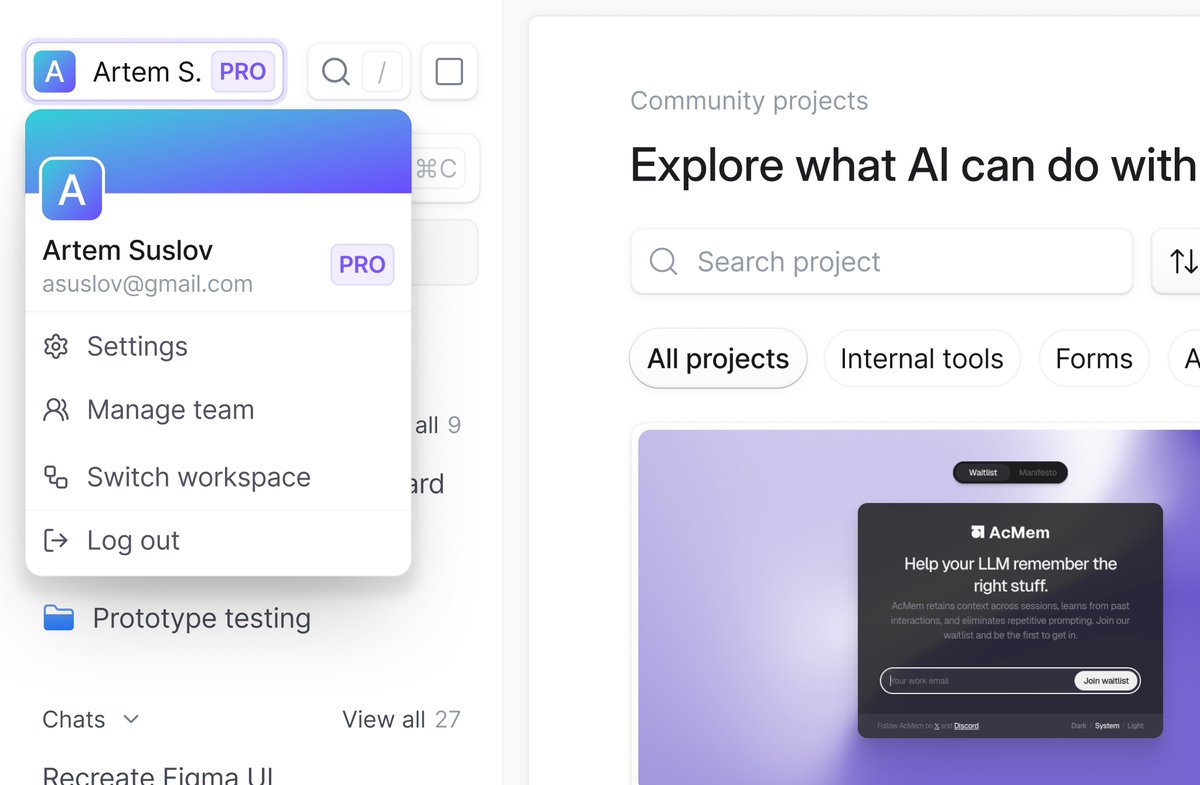artyoyom's tweet image. ✨User dropdown menu component