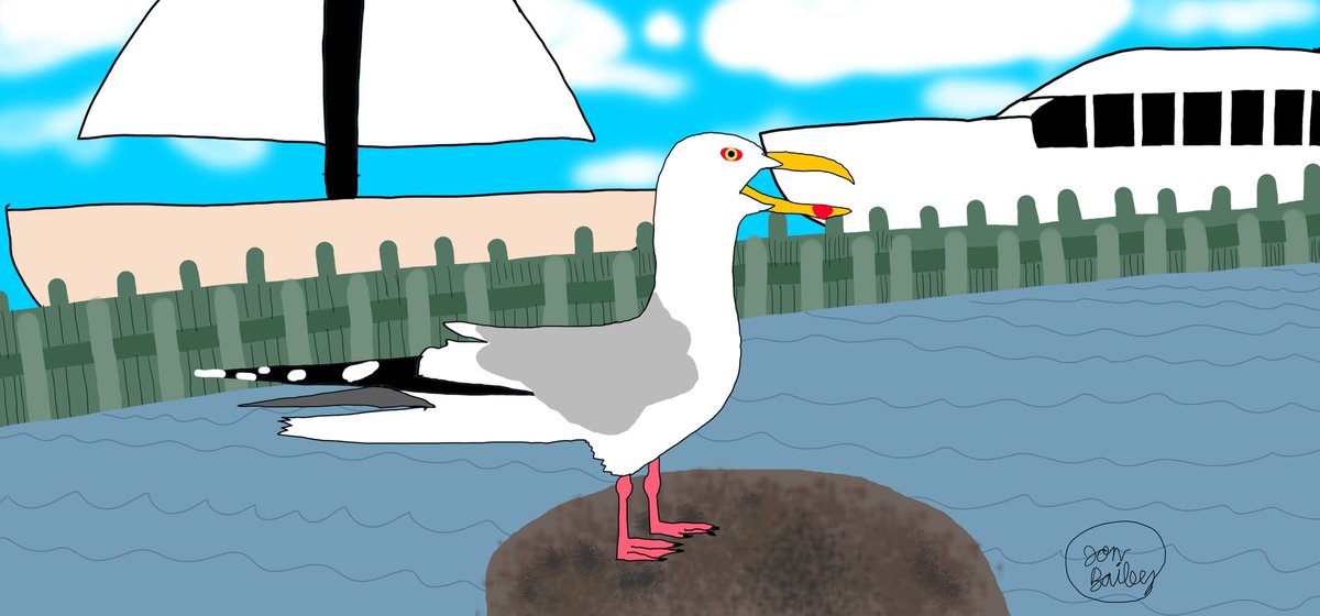 JTBAnimate's tweet photo. Seagull by the Canal #seagull #seagulls #summer #boat #dock #artwork  #illustration #summertime #ArtistOnTwitter #creative #boatdock #designer #visdev #drawing #drawings #cintiq #adobephotoshop #drawingsketch #visualart #adobe #artwork #artist #photoshopart #photoshop https://t.co/Zrs3KYDfRS