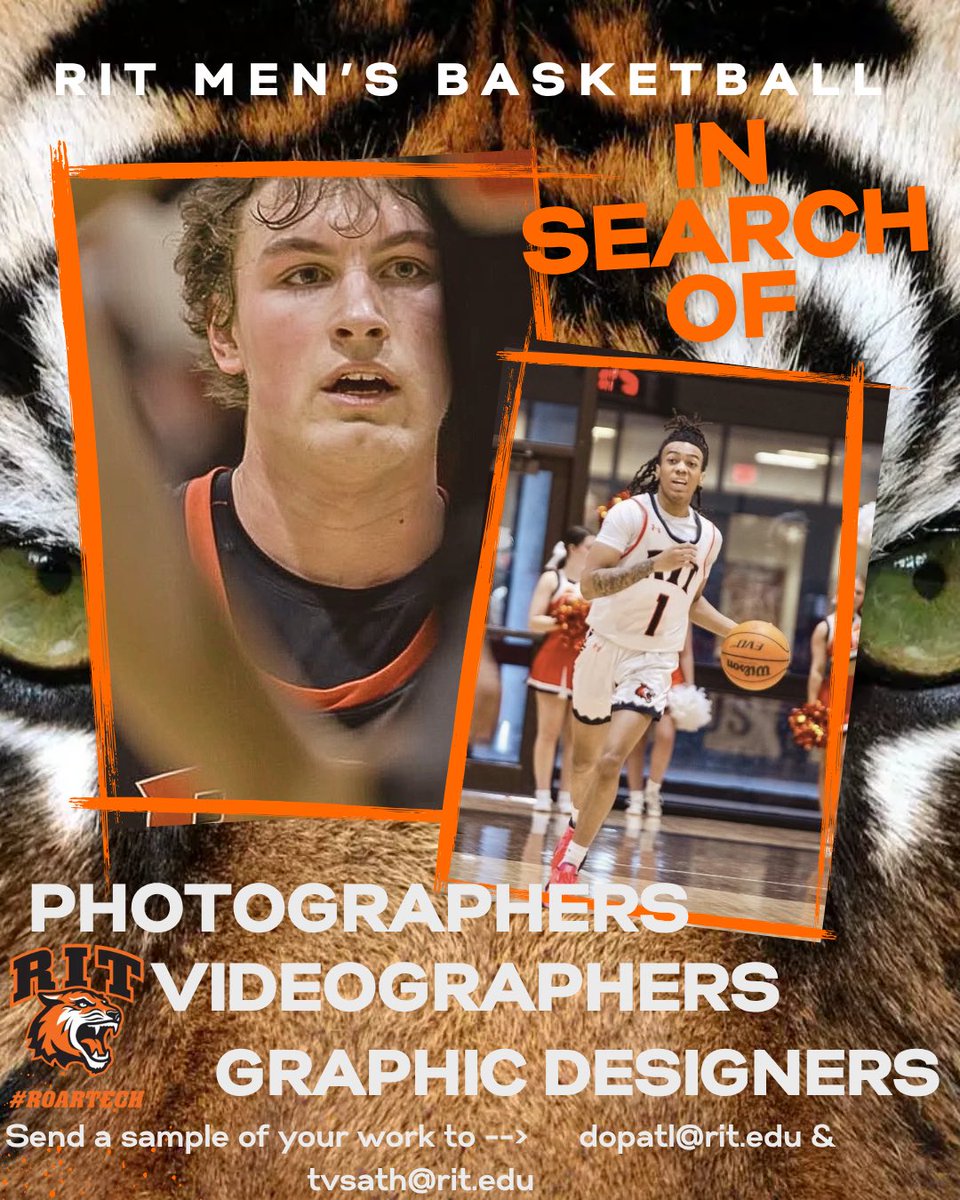 RIT Men's Basketball (@ritmbb) on Twitter photo 🚨 RIT Men’s Basketball is building a social media squad! 📸🔥 We’re looking for creative, driven students to help us tell our story this season!
Email, DM or Tag us with a sample of your work if you’re ready to join the team behind the team!
tvsath@rit.edu & dopatl@rit.edu 🚨 RIT Men’s Basketball is building a social media squad! 📸🔥 We’re looking for creative, driven students to help us tell our story this season!
Email, DM or Tag us with a sample of your work if you’re ready to join the team behind the team!
tvsath@rit.edu & dopatl@rit.edu