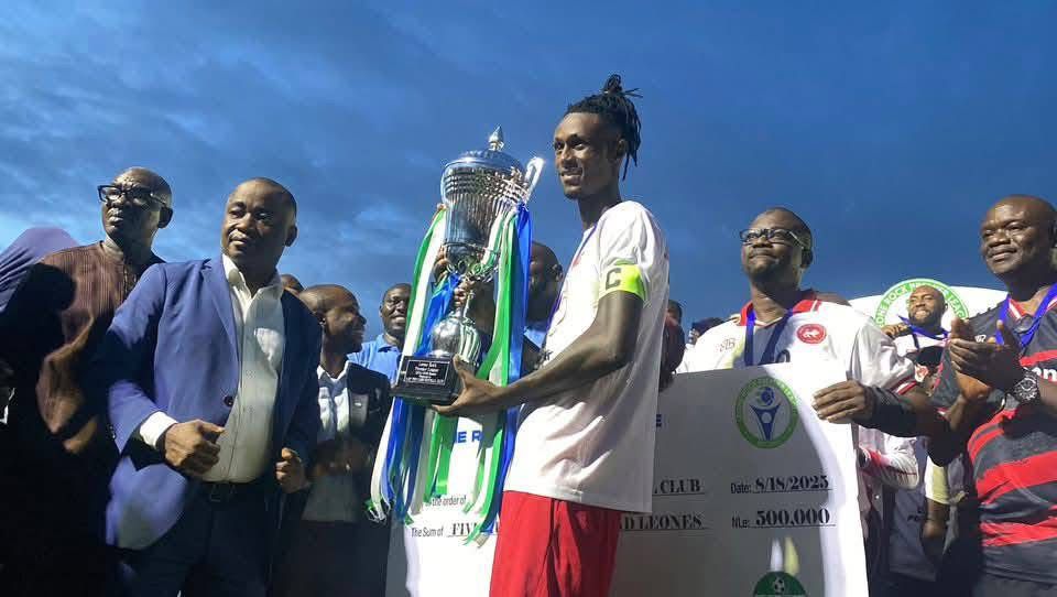 East END LIONS FC (@eelions) on Twitter photo Captain Samuel Bekoe receives the championship trophy from <a href="/SLFA_sl/">Sierra Leone Football Association</a> President Babadi Kamara Captain Samuel Bekoe receives the championship trophy from <a href="/SLFA_sl/">Sierra Leone Football Association</a> President Babadi Kamara