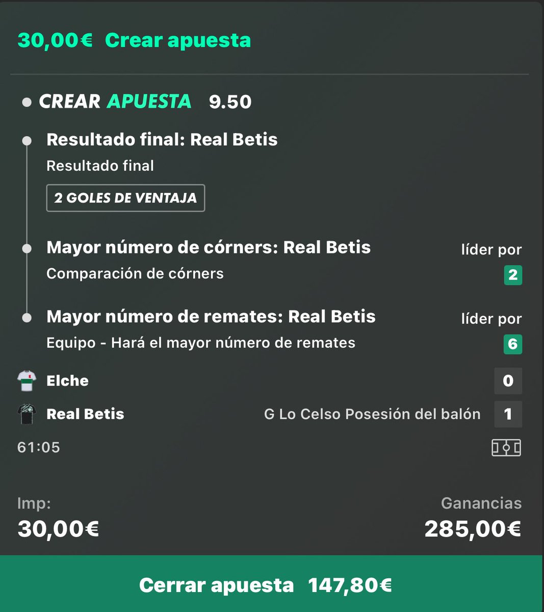 Nos dan un x5✅ en la cuota 10 que os dejé y la 40 va bien encaminada.

Contadme cosas va.