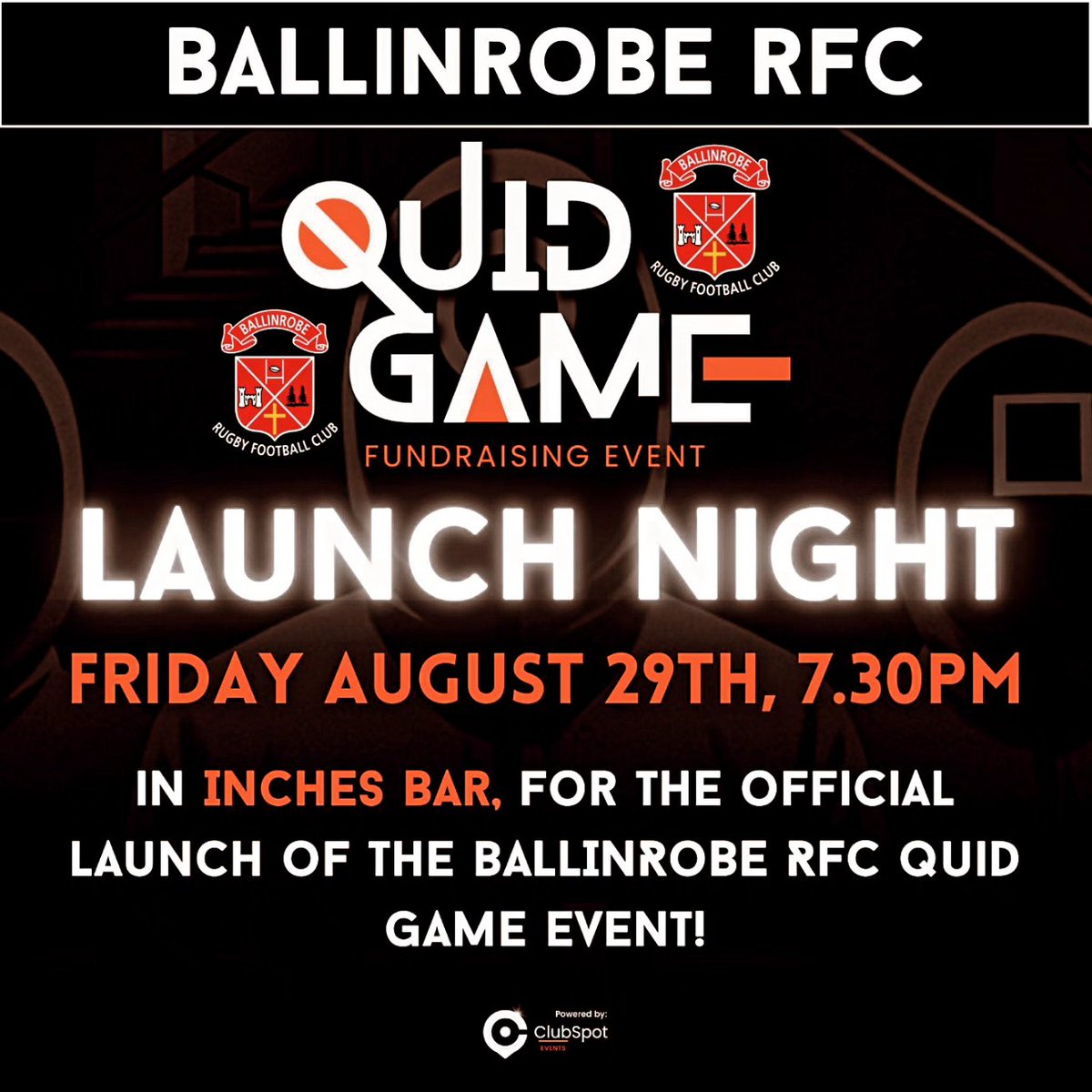 Delighted to be representing <a href="/ballinrobegaa/">Ballinrobe GAA & LGFA</a>  in Ballinrobe Rugby Club thrilling event on the 18th of October 2025 at the McWilliam Park Hotel
Half of any prize money won by myself, will go towards the Ballinrobe GAA Club Clan na Robá development.
bit.ly/41HvZus