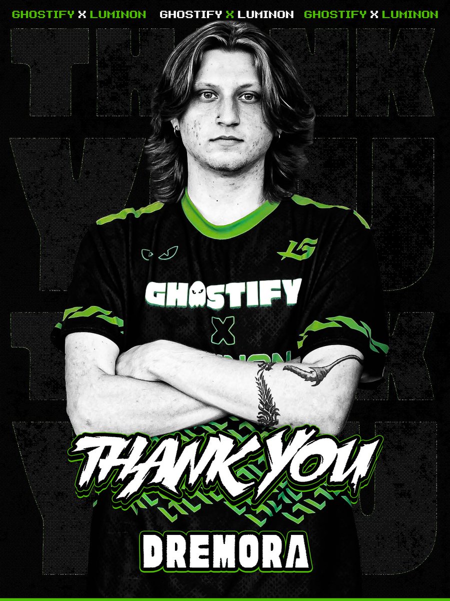 All good things must come to an end😔

We want to thank <a href="/Dremora_VI/">Dremora</a> for his time and commitment to us and the team and we wish him luck in the rest of the <a href="/HCS/">Halo Esports</a> season and his future endeavors💙💚

#GhostifyEsports | #HauntTheArena