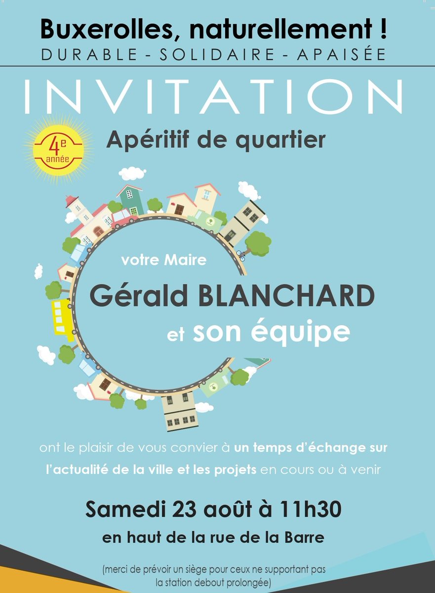 Reprise des apéros de quartiers ce samedi, après une première série en juin et juillet : le terrain, ce n'est pas que de la communication pour mon équipe, c'est la constance en action et la vraie proximité ! #Buxerolles