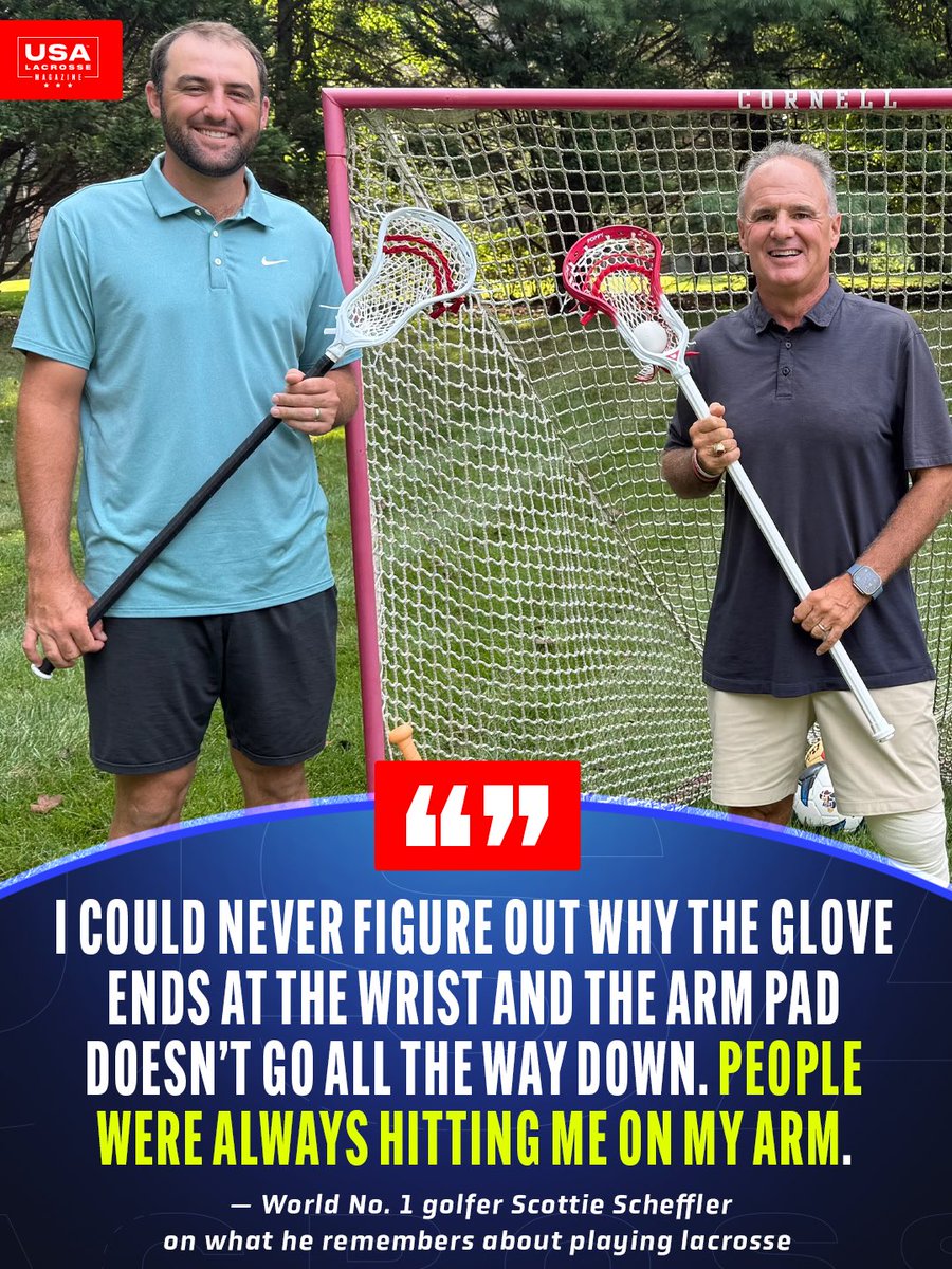 SCOTTIE SCHEFFLER WAS A LACROSSE PLAYER? 😳

Before he won the <a href="/BMW/">BMW</a> Championship this weekend, world No. 1 stayed at the home of the legendary Kelly family.

There, he got to play some lacrosse, a sport he grew up with in Texas.

(Via <a href="/baltimoresun/">The Baltimore Sun</a>)