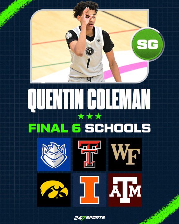 2026 guard Quentin Coleman, one of the summer’s breakout stars, is down to six schools a source confirms to <a href="/247Sports/">247Sports</a> 247sports.com/college/basket…