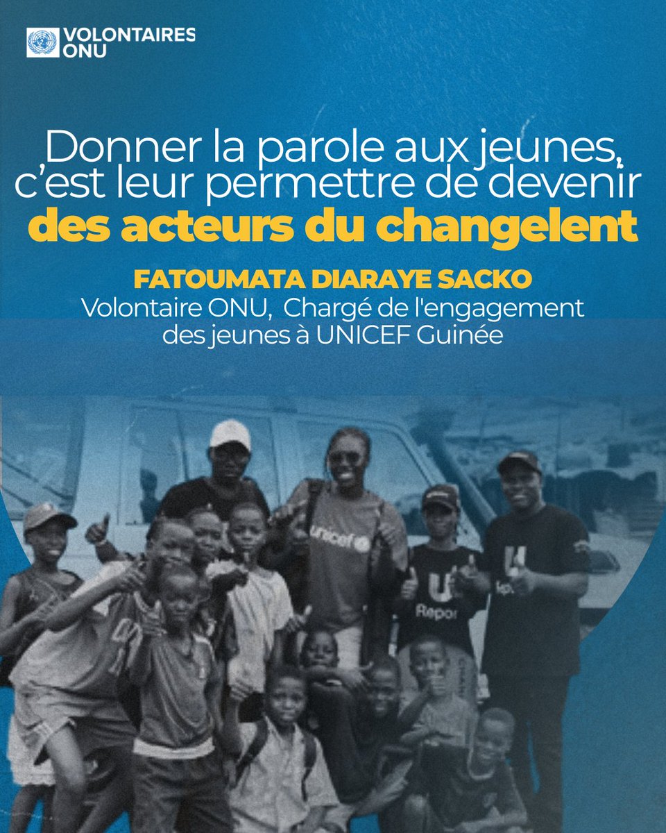 pvnuguinee's tweet photo. Depuis Conakry, Fatoumata, Volontaire ONU @UNICEFGuinea, donne aux jeunes les moyens de s’exprimer et d’agir grâce à #UReport.
 Éducation, santé, protection… chaque voix compte pour un changement réel. 
@UNV_ROWCA @PNUDGuinee
#JMAH2025 #Agirpourlhumanité https://t.co/tmMWxHKqHD