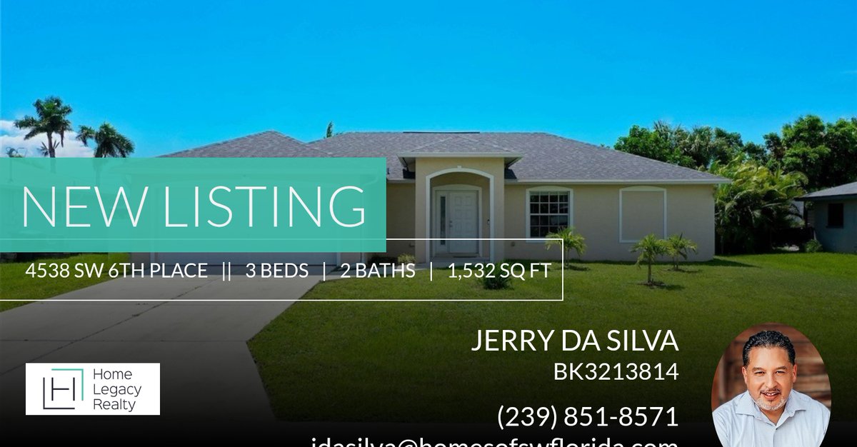 homesofswfl's tweet photo. 🌟📍 New Listing 📍🌟 Take a look at this fantastic new property that just hit the market located at 4538 Sw 6th Place in Cape Coral. Message me each here for more details! 🏡 😎

#justlisted #yourhomeyourlegacy #homesofswflorida

🙂 ... https://t.co/pIXfgrF3Wu https://t.co/02qLV519hn