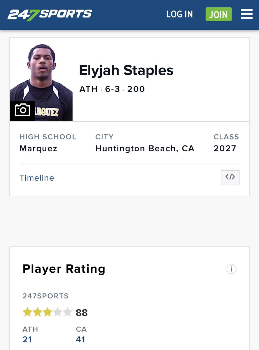 RECRUITING UPDATE: ‘27 ATH Elyjah Staples (Marquez) has been named a 3 star by <a href="/247Sports/">247Sports</a>.