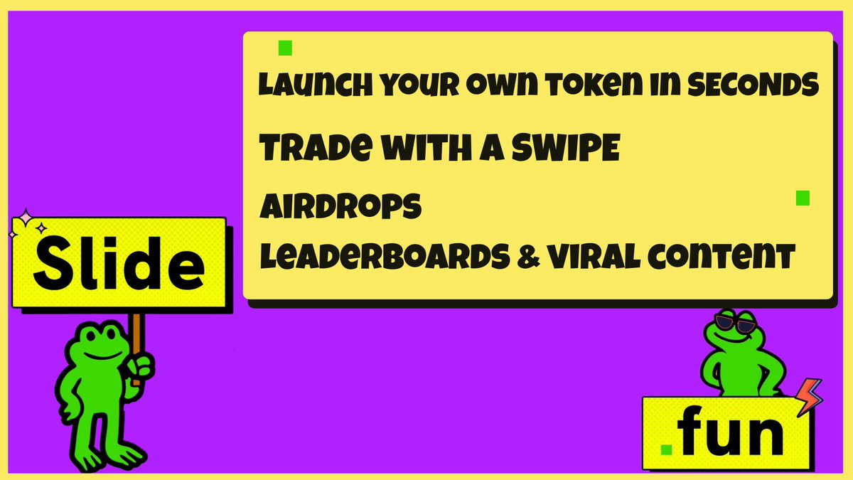 Traccieee's tweet photo. @SlideFunBot is  bringing meme tokens to life.  
fast, fun, and on-chain.

⚡️ Launch your own token in SECONDS
📲 Trade with a SWIPE
🎁 Airdrops, leaderboards &amp; viral content

All inside Telegram.

Here's how 🧵🐸🚀
#memecoin #slidefunbot #TokenUp https://t.co/F6ZhmCkqc9