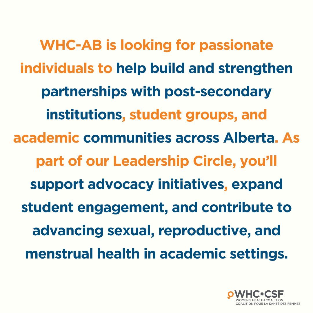 We’re recruiting!

The Women’s Health Coalition – Alberta is looking for students, staff, and researchers to join our Academic &amp; Research Partnerships and Advocacy Leadership Circle.

📩 Apply today: pboklaschuk@gmail.com
🔗 Learn more: thewhc.ca/volunteer