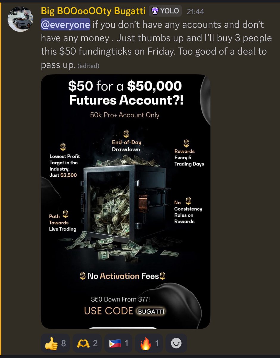 Miradomarr's tweet photo. Hey @fundingticks @FuturesFlow @Khldfx is there any way you can match @UncleBugatti generosity as he is always giving back to his community. https://t.co/n1fUjPWR0j