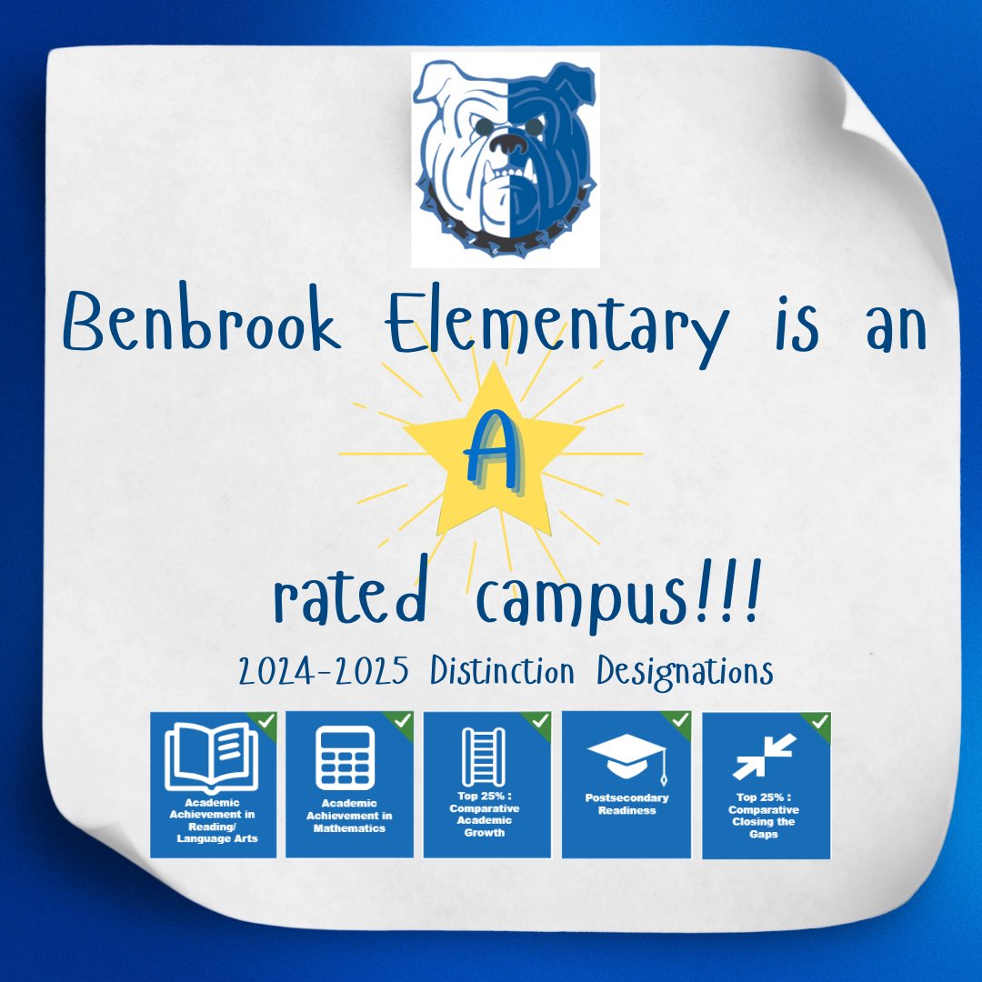 Benbrook Elementary School (@benbrookfwisd) on Twitter photo TEA Accountability Ratings are in and we are extremely proud of our A rating for 2024-2025! We are already hard at work to make it happen again in 25-26! <a href="/FortWorthISD/">Fort Worth Independent School District</a> TEA Accountability Ratings are in and we are extremely proud of our A rating for 2024-2025! We are already hard at work to make it happen again in 25-26! <a href="/FortWorthISD/">Fort Worth Independent School District</a>