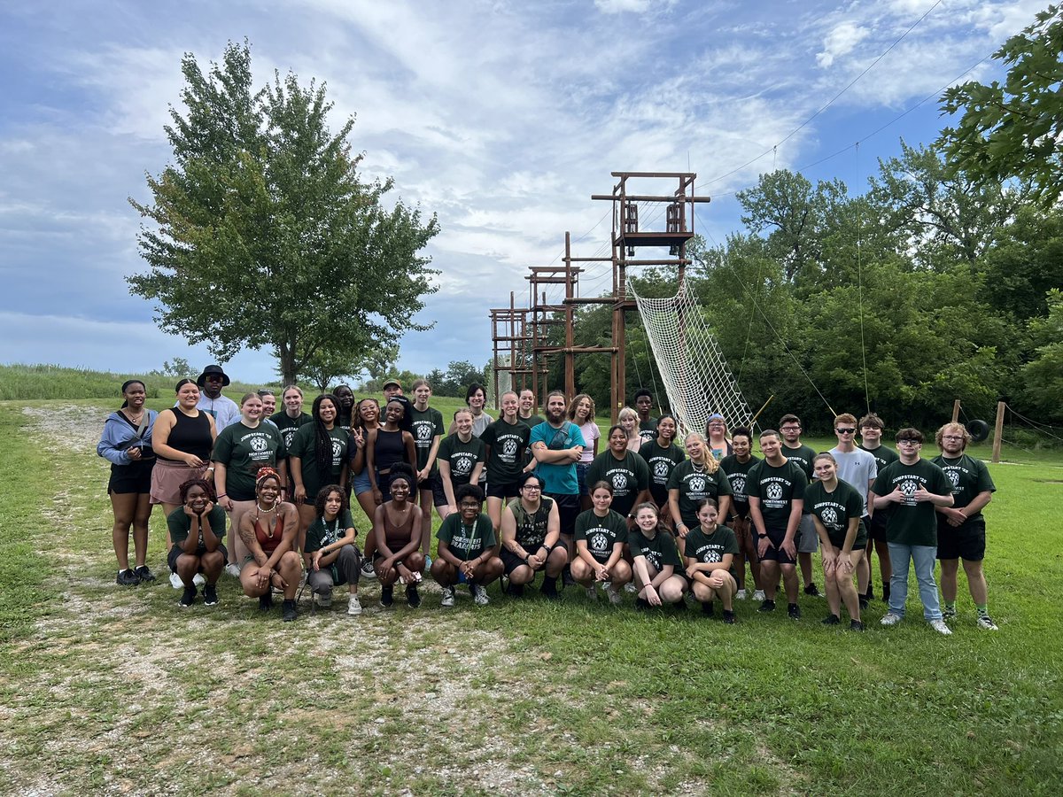 NWCampusRec's tweet photo. Thank you to the Jumpstart program @nw_cecc for coming to #MOERA! We had sun with you on the Odyssey Challenge Course, Alpine Tower and watercraft. See you on campus soon! https://t.co/KZCPVeEBt5