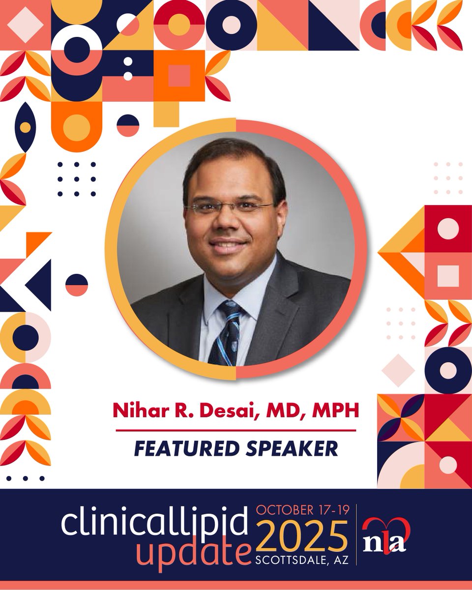 Nihar R. Desai, MD, MPH will be joining us at #NLAFall!🎉

Don't miss his opening session talk "Guiding the Future: Task Force Insights" on Oct. 17!

Reserve your spot today👉lipid.org/fall

#Lipidology #HeartHealth #CardiometabolicHealth #PhysicianEducation #MedEd