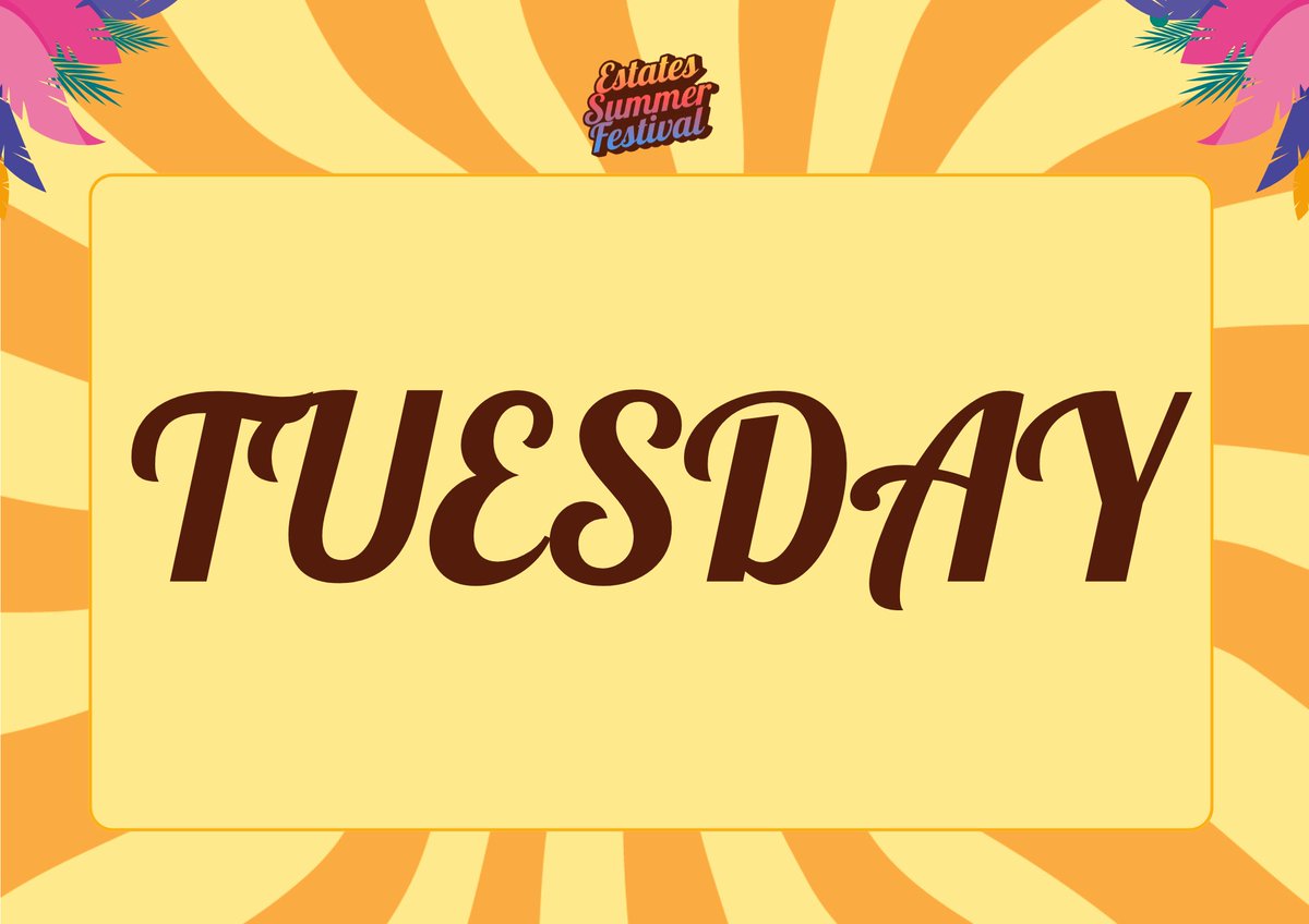 🌟 Tuesday at the Estates Summer Festival 🌟

Here’s what’s happening:

⚽ Youth Football (11+) – 10–11:30am @ The Cage
👨‍👩‍👧 Families Church (Primary-aged children) – 10–11:30am @ Green Man
🍴 Alive Course with Lunch (Adults) – 12–1:30pm @ Green Man Lounge
🎉 Play Out (All ages) –