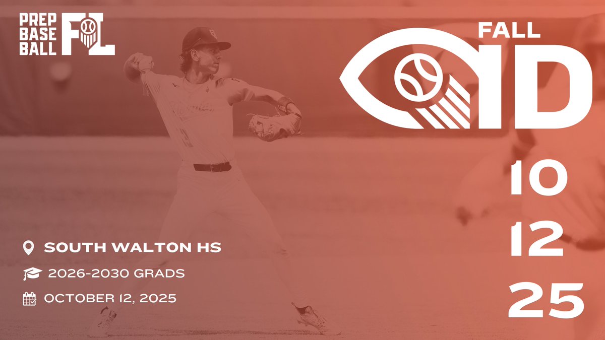🍁 𝐏𝐚𝐧𝐡𝐚𝐧𝐝𝐥𝐞 𝐅𝐚𝐥𝐥 𝐈𝐃 🍁

📆: October 12th, 2025
📍: South Walton High School (Santa Rosa Beach, FL)
👤: Class of 2026-2030 Prospects

For more info regarding the Panhandle Fall ID, visit the link below. ⤵️

🔗: loom.ly/yXVkBbo