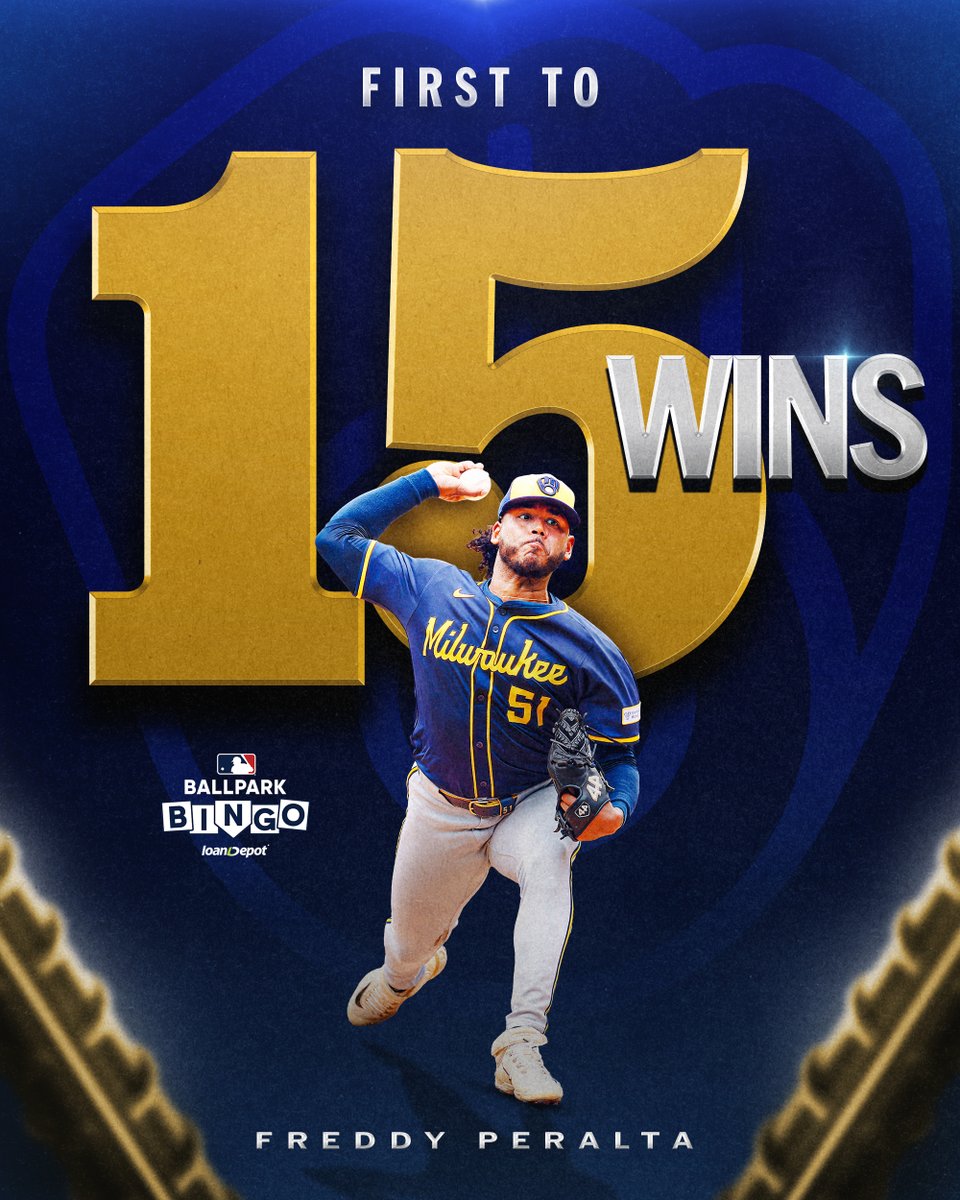 MLB's tweet photo. Freddy Peralta is the first pitcher to record 15 wins this season!

(MLB x @loanDepot) https://t.co/gQvqkuziIg