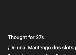 Bueno, no se que le hicieron a GPT-5 pero realmente no sirve mas para codear, estoy usando la versión Thinking y me responde cosas como "De una!" "Buenisimo" y después me manda un código completamente roto. Sera hora de probar Claude con Opus 4.1 parece.

Le tuve que decir en 5