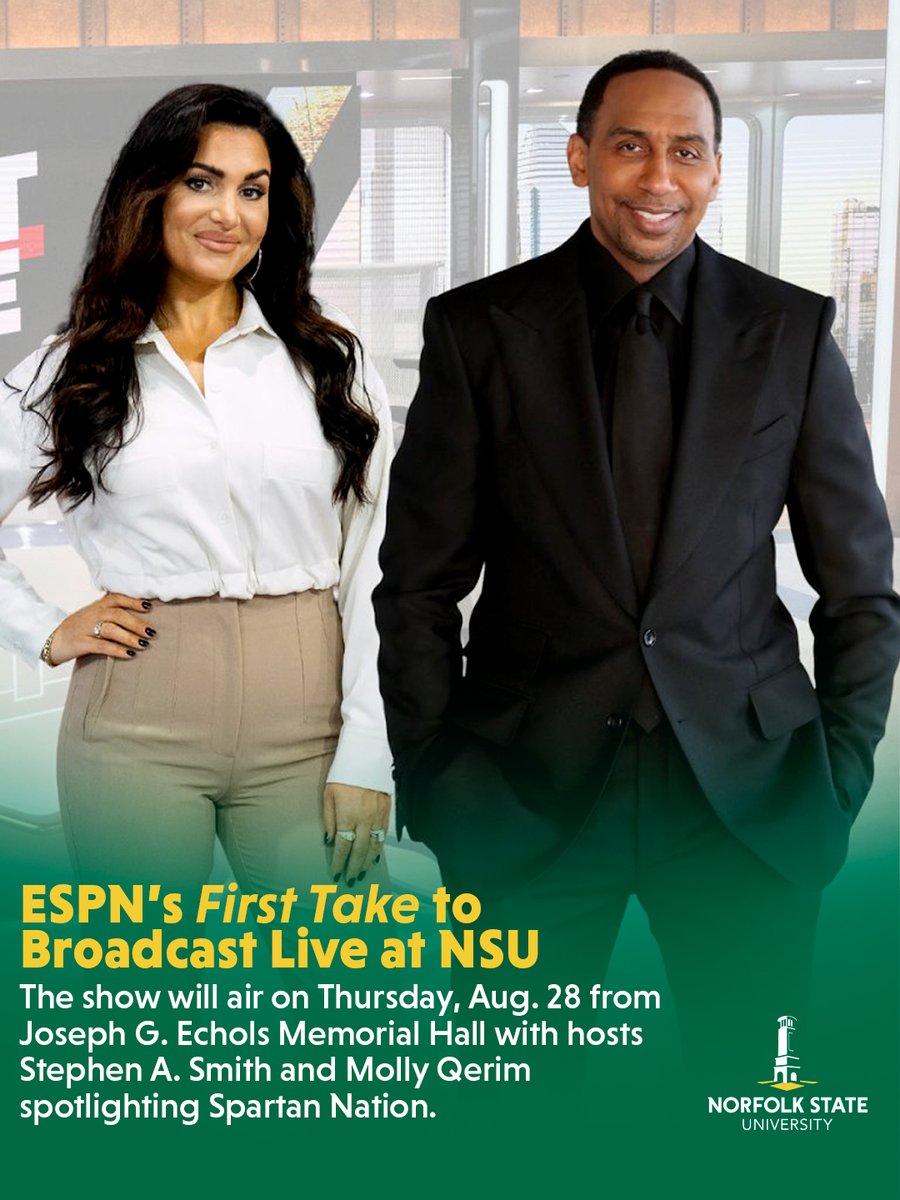 Join hosts Stephen A. Smith and Molly Qerim for a live broadcast from Echols Hall on Thursday, Aug. 28. Spartan Nation will be on full display with giveaways, interactive segments, and a chance to be part of the action. Fans and students—arrive early and bring the energy!