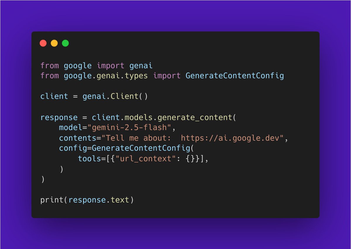 Today we are making URL Context, my favorite Gemini API tool, ready for scaled production use 🔗

The model can now visit webpages, PDF's, images, and more when you provide the direct URL, and you simply pay for the tokens it processes, no additional tool cost!