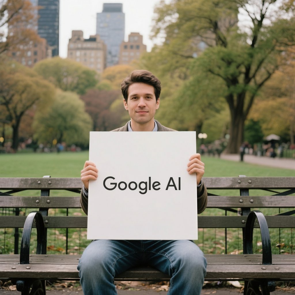Left: Input Image | Prompt "Put the name of the company who created your model on the sign"   This model is incredible #nanobanana #LMArena  #GoogleAI