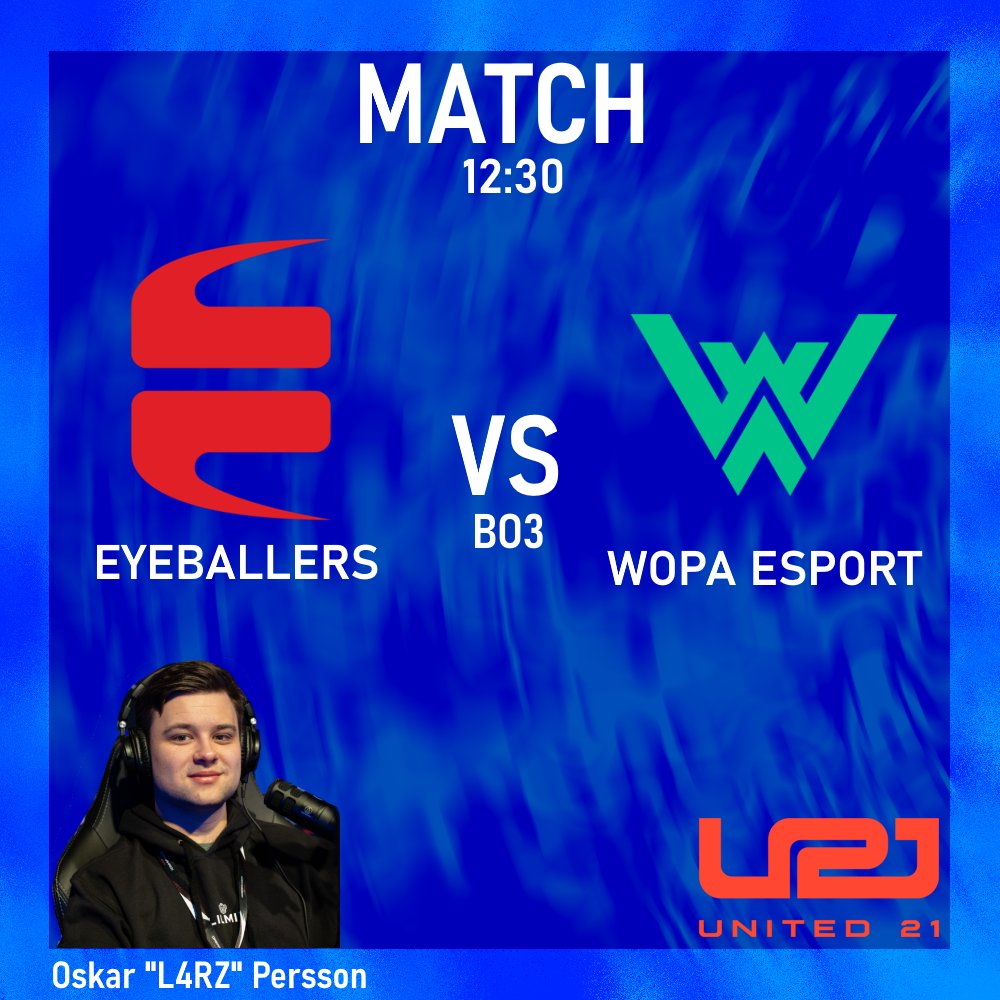 L4rZcs's tweet image. Community-Castar @EYEBALLERS vs @WopaEsport i Upper-bracket Semifinalen av United21 säsong 36 idag🔥

Matchstart cirka klockan 12:30🔥

TTV/L4rZcs