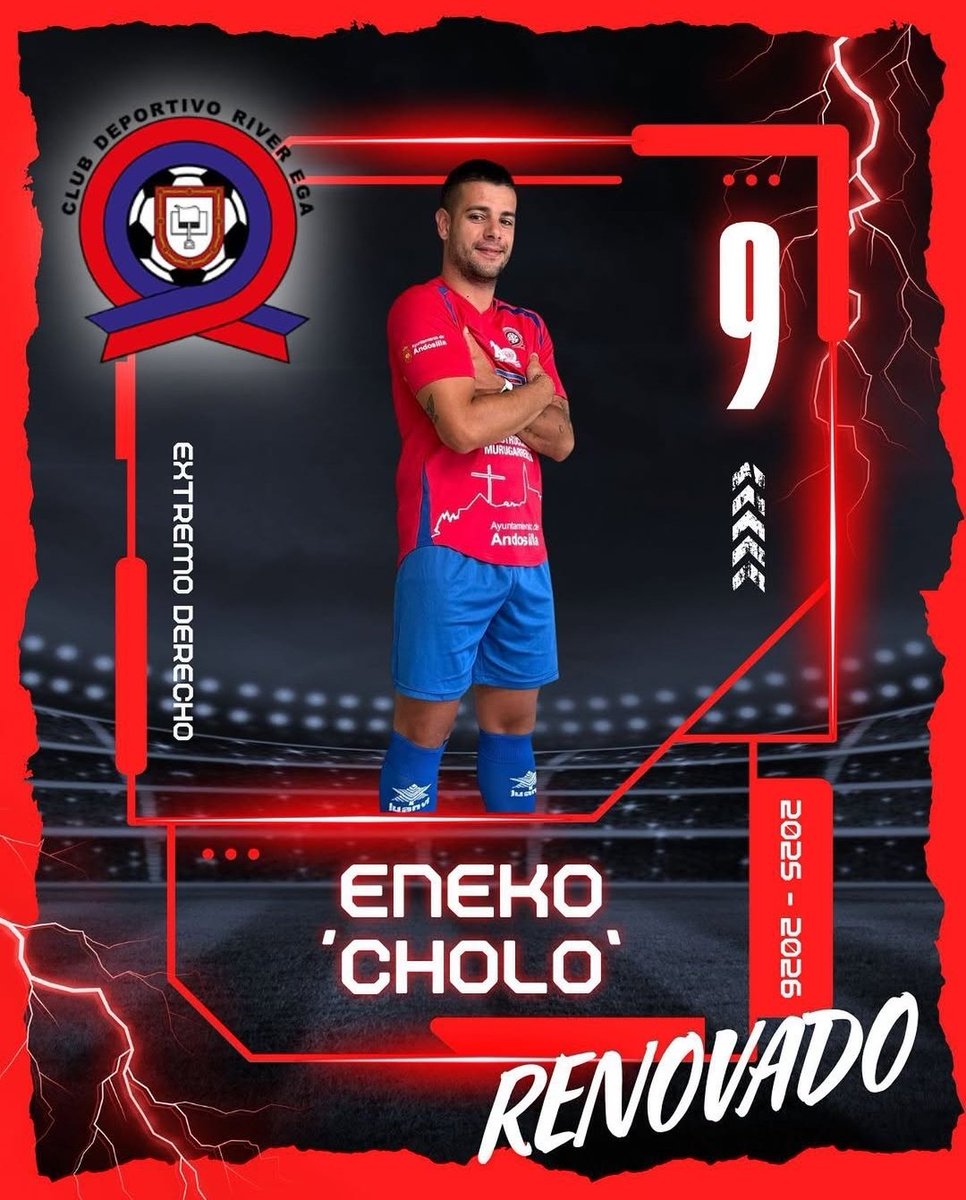 OFICIAL:
✅POTENCIA Y DESBORDE.
🫡 Se ha hecho de rogar. Eneko Martínez renueva con el <a href="/CDRiverEga1925/">@CDRiverEga</a> para continuar siendo uno de los pilares del ataque del equipo. La banda derecha está más que cubierta con su presencia.
✍️ Gracias <a href="/eneko06416478/">eneko</a>.