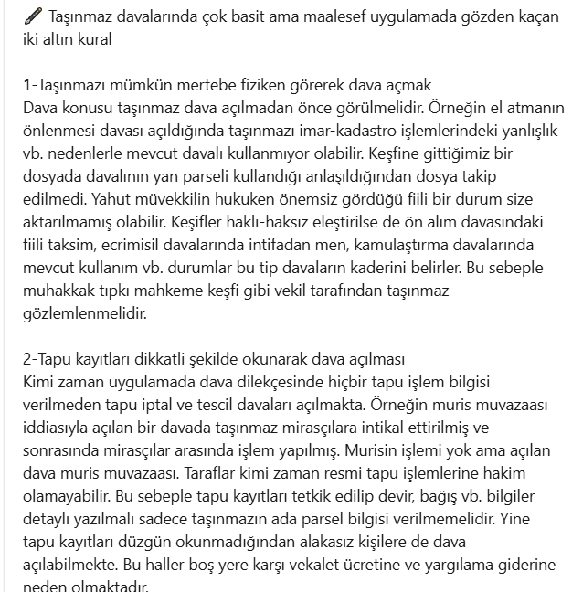🖋️Taşınmaz davalarında çok basit ama maalesef uygulamada gözden kaçan iki altın kural