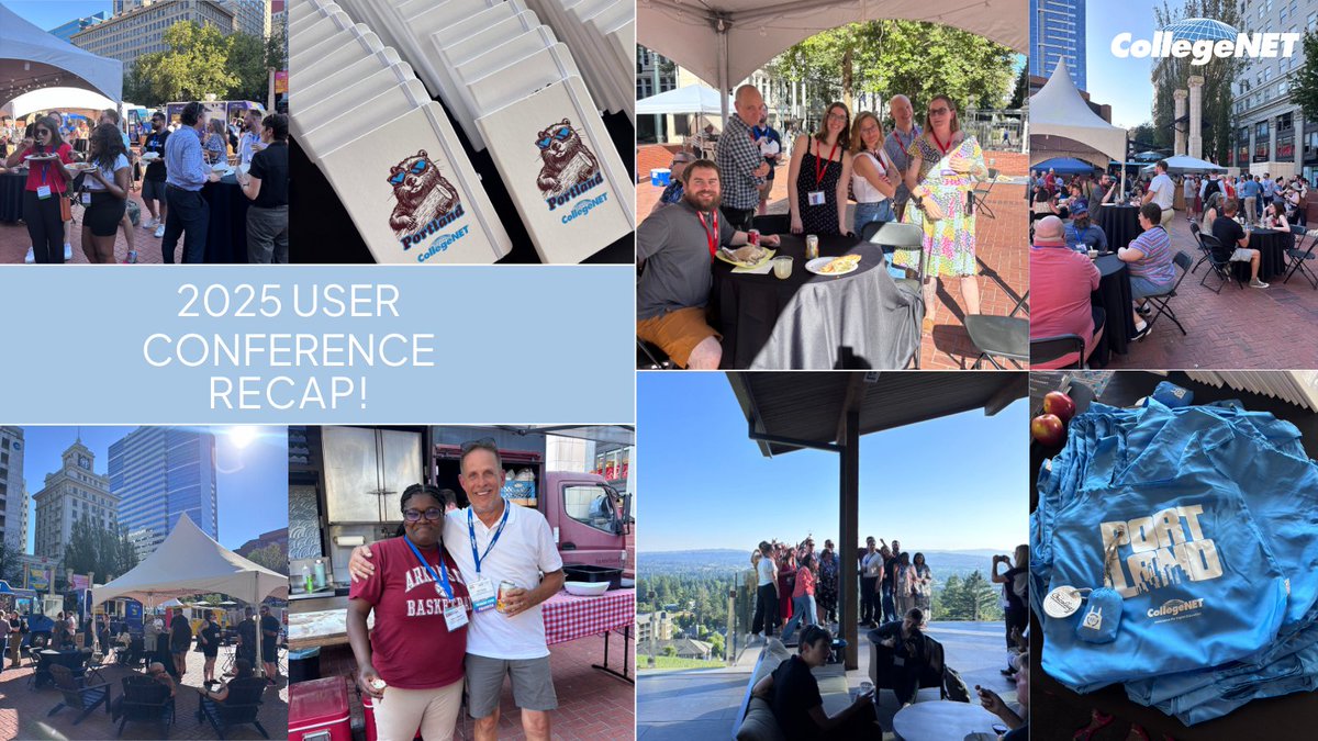 CollegeNET's tweet image. We’re excited to share highlights from the recent July 2025 CollegeNET User Conference held in beautiful Portland, Oregon! Visit our website to read all about our successful conference! #collegenet #userconference #solvingtheimpossible #portlandoregon