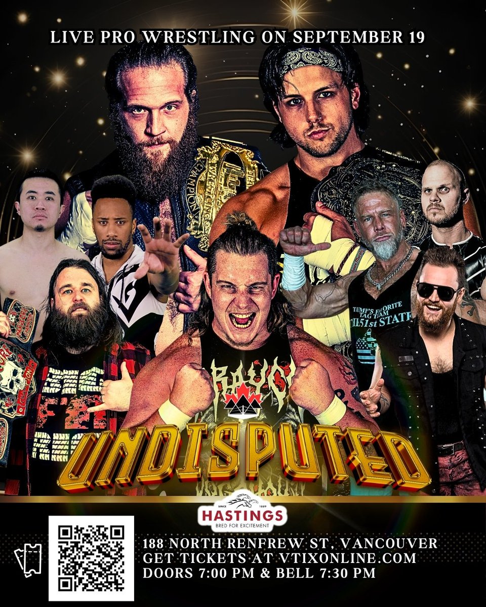 On September 19, join us at the <a href="/hastingsraces/">Hastings Racecourse</a> casino in Vancouver for a night of UNDISPUTED top pro wrestling action!

Get your tickets here: vtixonline.com/canadian-apex-…
