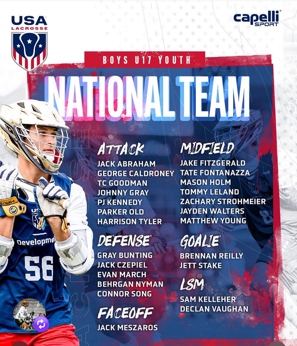 UAMensLacrosse's tweet photo. Congratulations to ‘28 Attackman @parkerold3 on making @USA_Lacrosse 
2025 Boys’ U17 Youth National Team!! 

Parker and the U17 Team will compete against international competition this Fall!! below! 

Congrats, Parker!!! 🇺🇸👏 https://t.co/rdsoldyraO