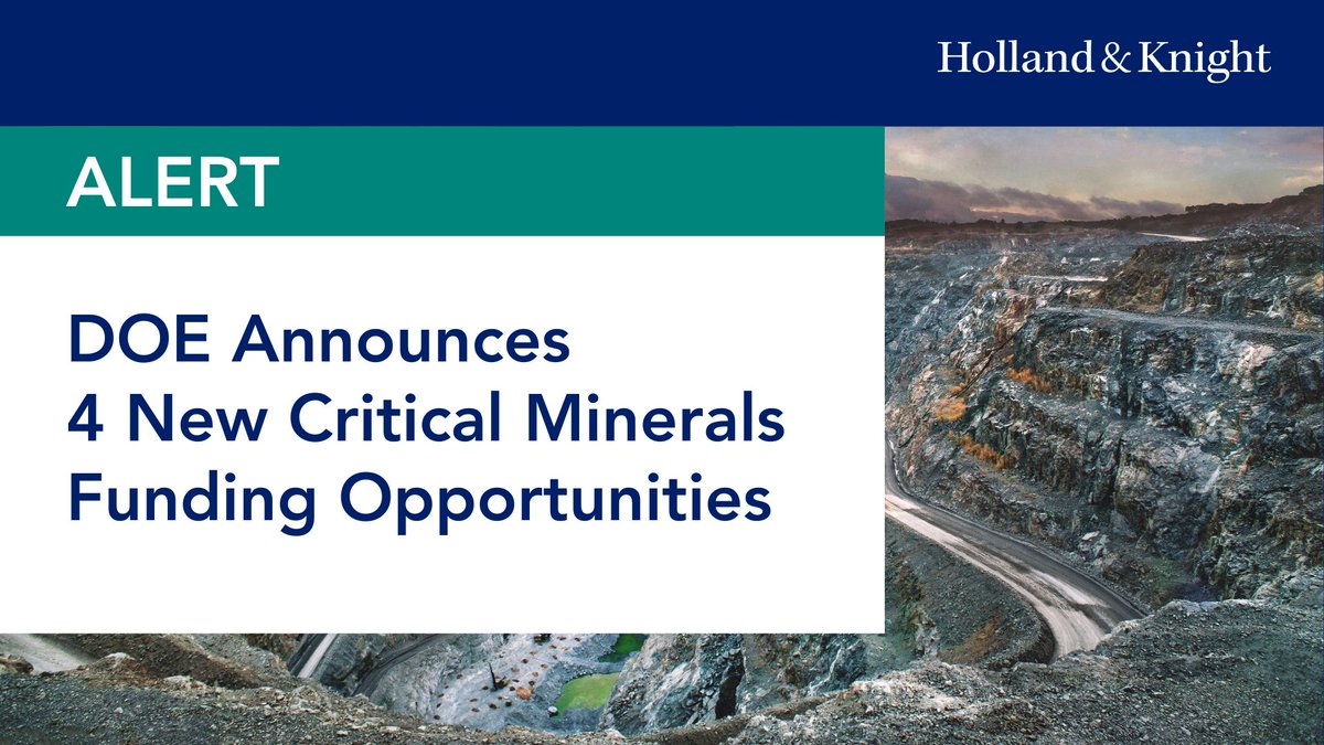 The #DOE announced four new #funding opportunities totaling nearly $1 billion for #criticalminerals projects involving battery materials processing, recycling and #manufacturing, rare earth element demonstration, byproduct recovery and #technology acceleration. Through this