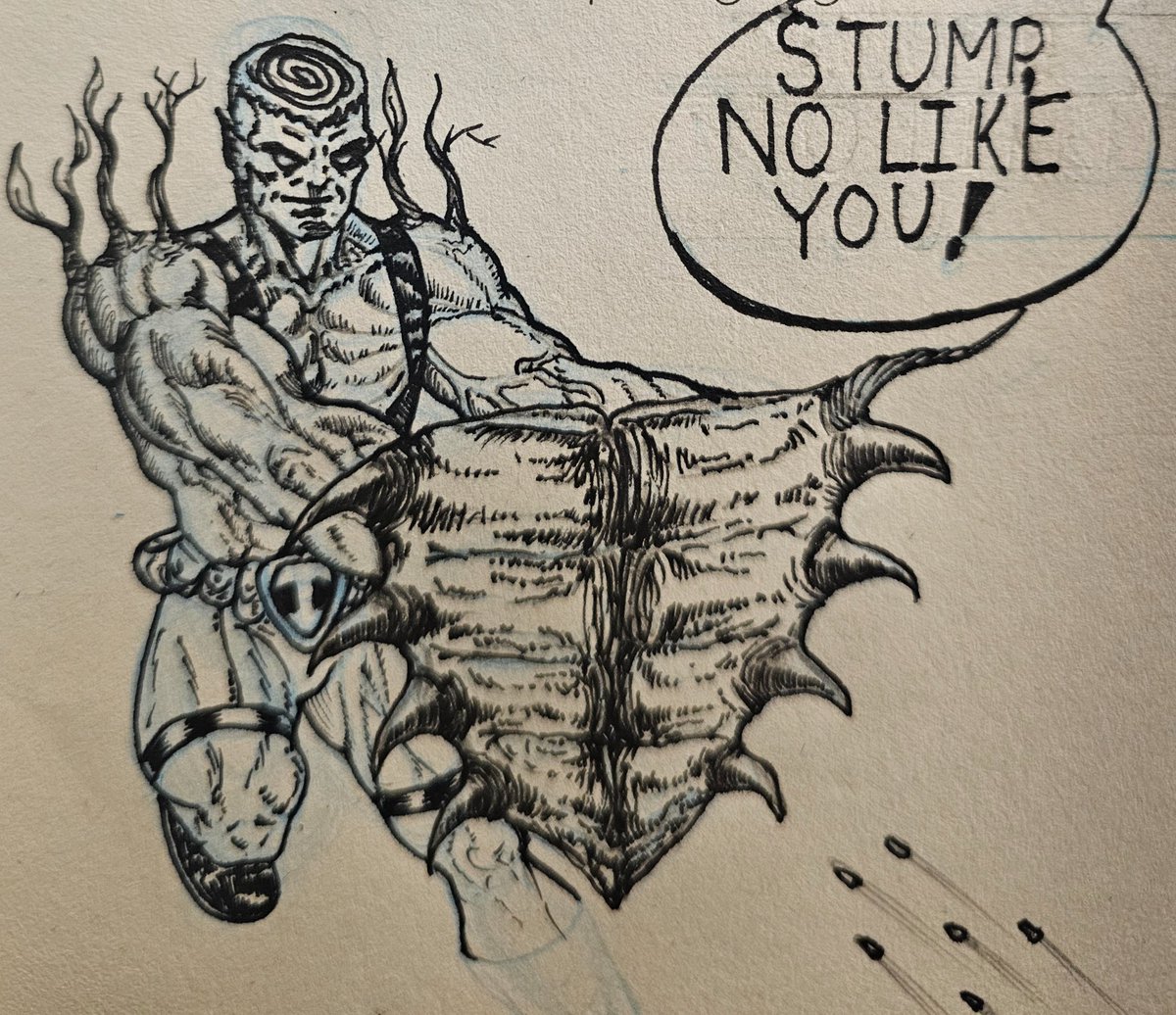 vanadiumcomics's tweet photo. Here's another #WIP study of Stump from Vanadium Comics, LLC . Stump is a plant based elemental, he can manipulate his limbs and body to shoot thorn like projectiles or form a shield to defend the public.  Stay tuned for more. #Stump #IndependenceOrganization  #inkdrawing https://t.co/DkogIPGcPp