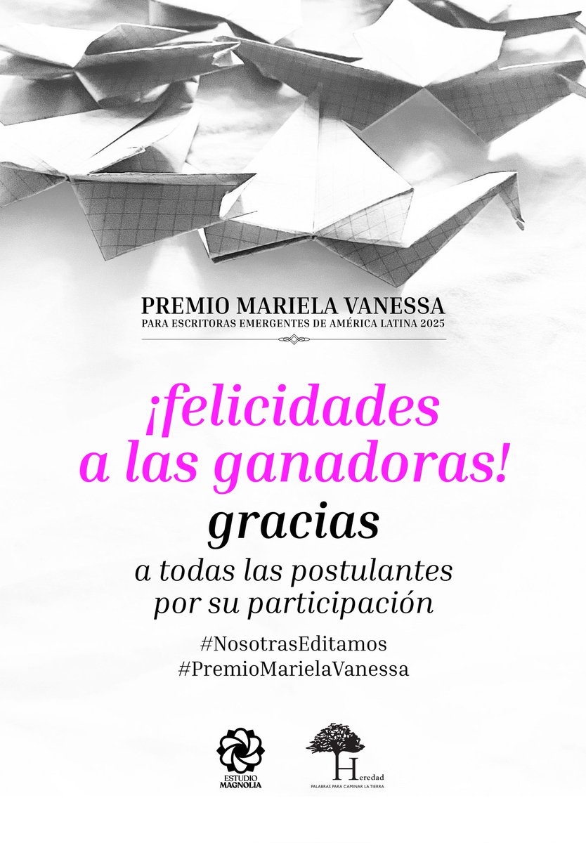 aleretanab's tweet photo. La semana pasada se anunciaron a las ganadoras del #PremioMarielaVanessa. Estoy muy contenta. Empieza una nueva etapa de este proyecto: acompañar a las ganadoras en su escritura para que en unos meses comencemos el proceso editorial. https://t.co/1LWqJHk1L5