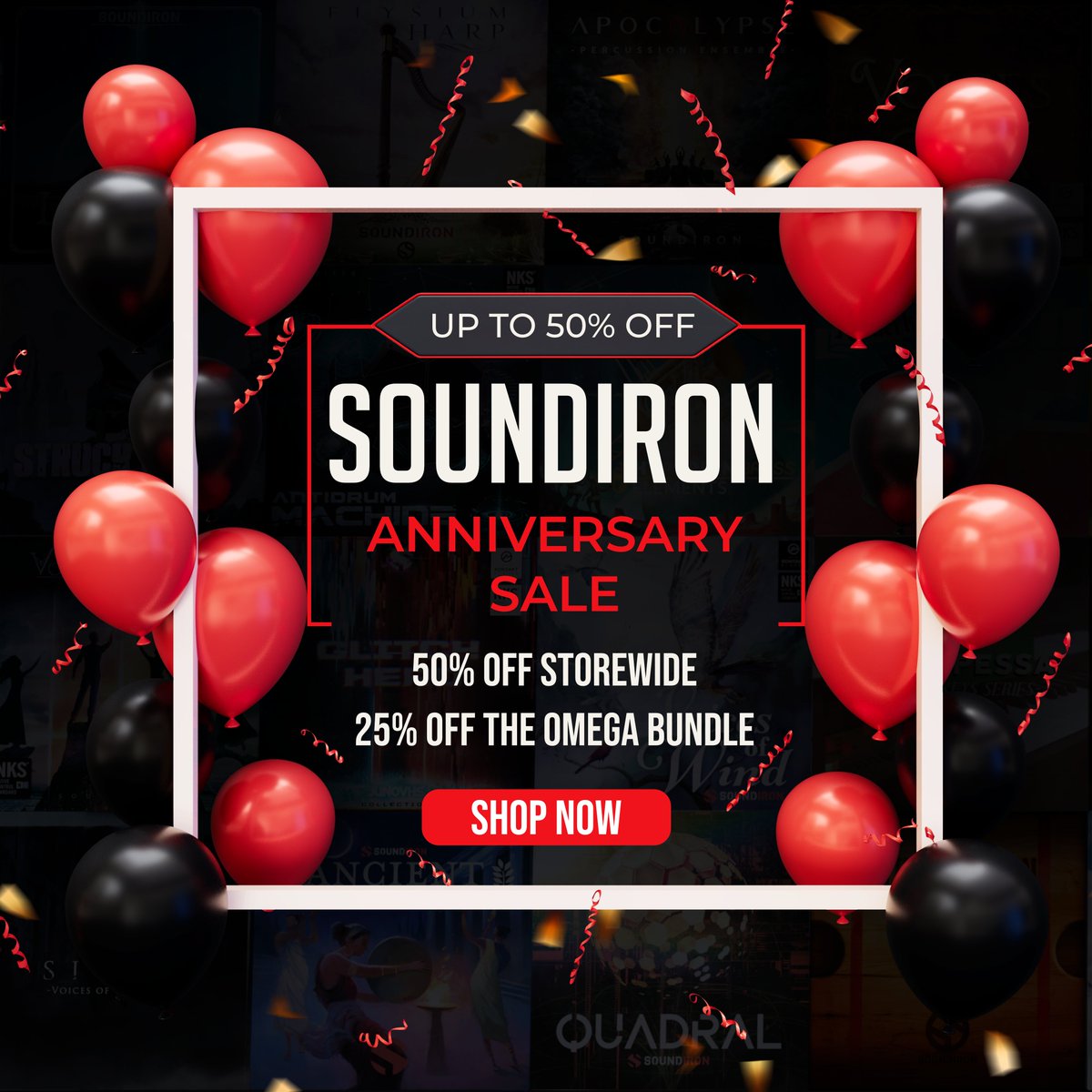 soundiron's tweet photo. 14 Years of Soundiron. 1 EPIC sale!
https://t.co/Qab0xYL0tg

Celebrate 14 years with us and enjoy up to 50% off storewide!

Explore our wide range of products, including Kontakt Player and NKS libraries, bundles, and more. You'll also save 25% on The Omega Collection! https://t.co/e6VE2lKqGr