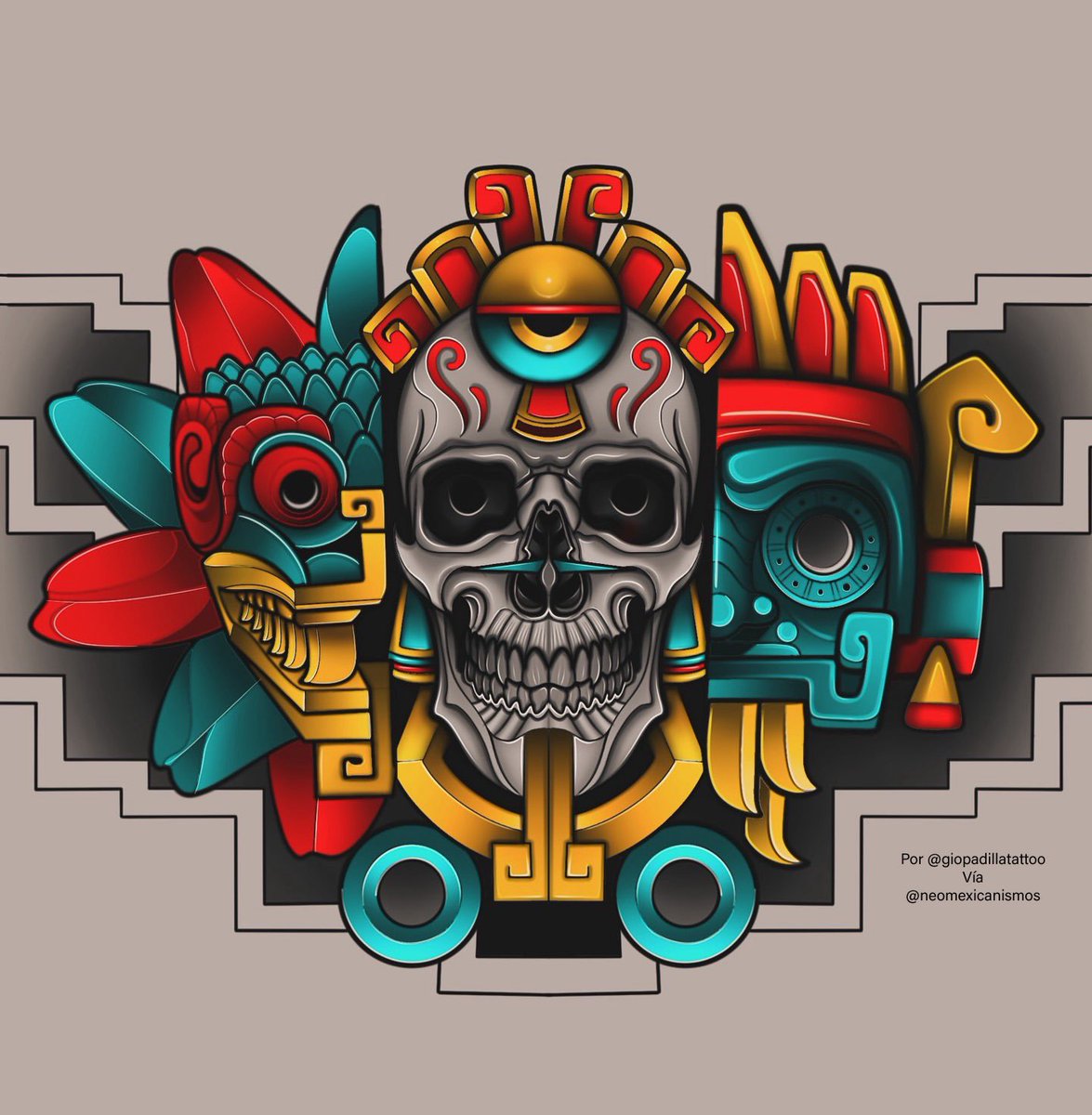 Transmutación de Quetzalcóatl y Tláloc 🐉💧🌧️ ::: por @giopadillatattoo #neomexicanismos