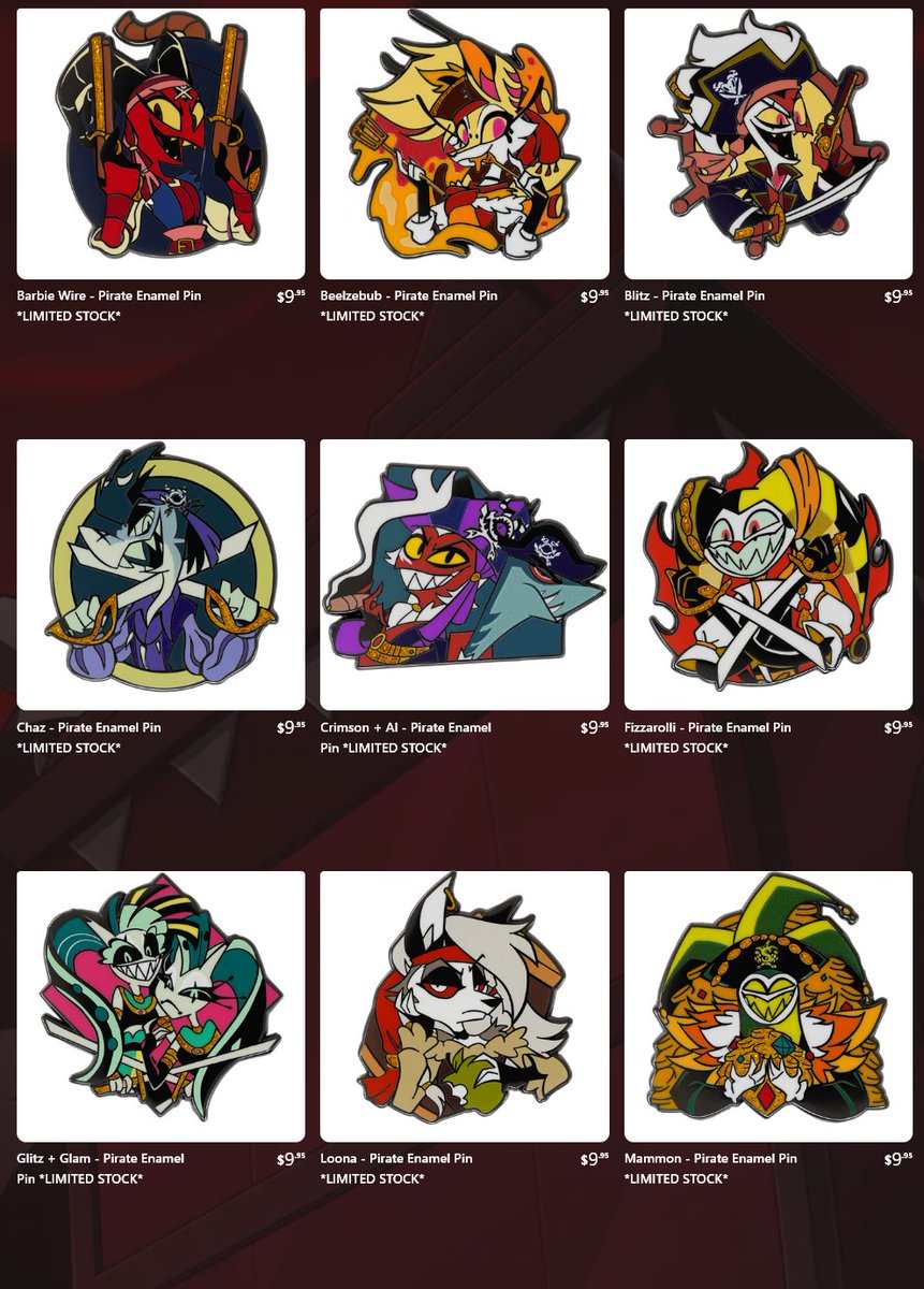 eucheon's tweet image. Massive thread of all the items from the Summer Merch Drop 2025 for Helluva Boss! #HelluvaBoss #SharkRobot #Blitzø #Stolas #Moxxie #Millie #Loona #Fizzarolli #Asmodeus #Mammon #SallieMay #Stella #Vassago #Chaz #Beezlebub #Crimson #Glitz #Glam #Andrealphus #Satan #VerosikaMayday