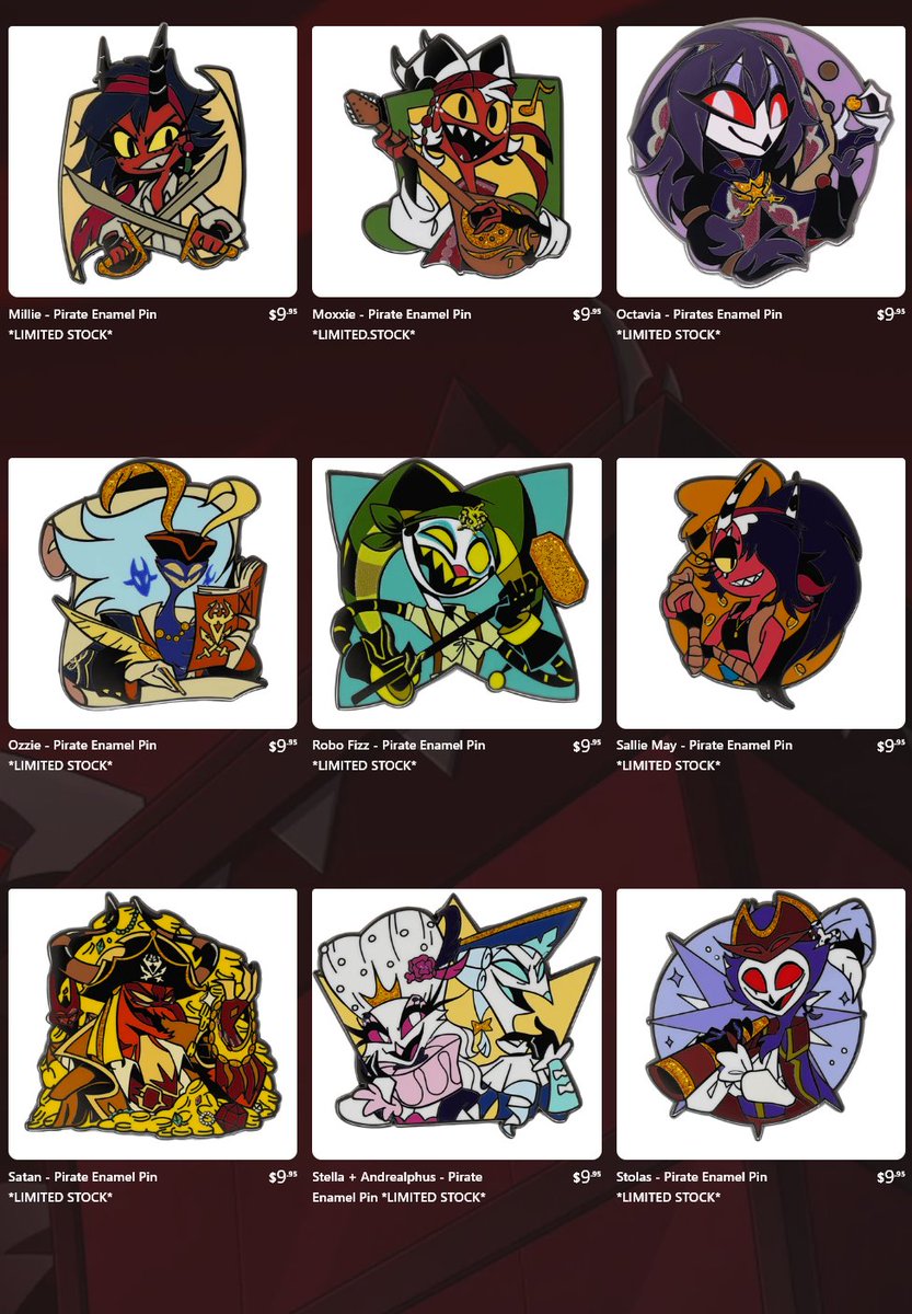 eucheon's tweet image. Massive thread of all the items from the Summer Merch Drop 2025 for Helluva Boss! #HelluvaBoss #SharkRobot #Blitzø #Stolas #Moxxie #Millie #Loona #Fizzarolli #Asmodeus #Mammon #SallieMay #Stella #Vassago #Chaz #Beezlebub #Crimson #Glitz #Glam #Andrealphus #Satan #VerosikaMayday