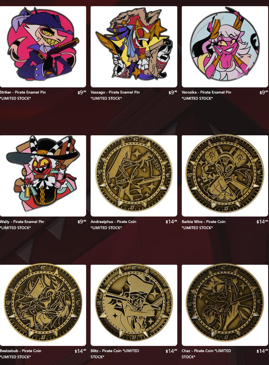 eucheon's tweet image. Massive thread of all the items from the Summer Merch Drop 2025 for Helluva Boss! #HelluvaBoss #SharkRobot #Blitzø #Stolas #Moxxie #Millie #Loona #Fizzarolli #Asmodeus #Mammon #SallieMay #Stella #Vassago #Chaz #Beezlebub #Crimson #Glitz #Glam #Andrealphus #Satan #VerosikaMayday