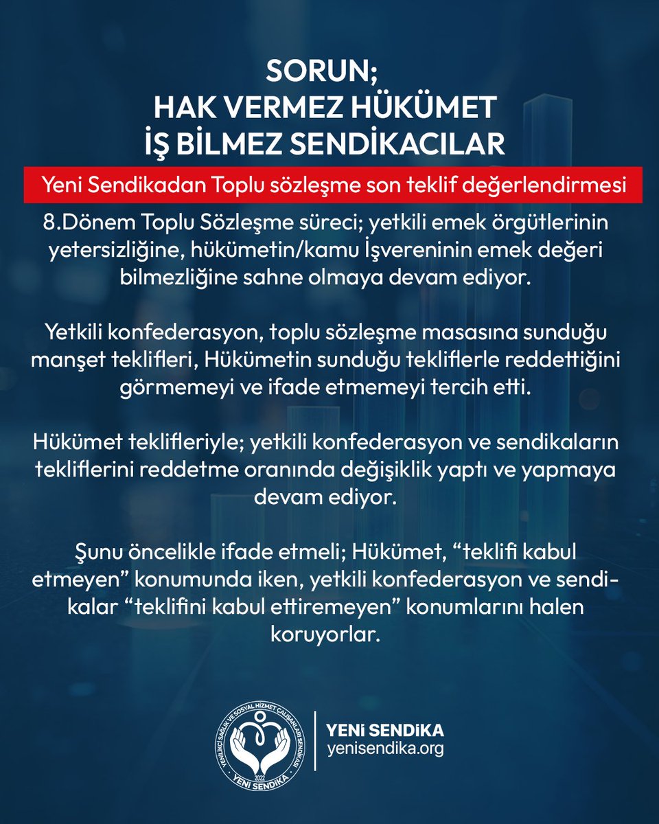 YenisendikaORG's tweet image. SORUN; ❌
HAK VERMEZ HÜKÜMET
İŞ BİLMEZ SENDİKACILAR

Emeğimizin karşılığını alamıyoruz! 💪
Alın terimizin değeri bilinmiyor, haklarımız masada heba ediliyor.
Memurun sabrı taştı, emekçinin sesi yükseliyor! ✊

#EmeğinDeğeri #HakYoksaBarışYok #Sendika #TopluSözleşme…